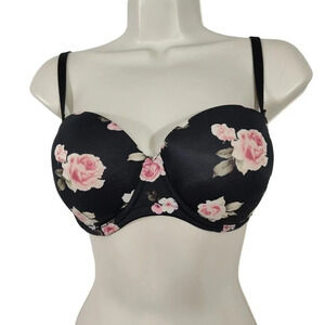 Victorias Secret PINK Black Floral Wear Everywhere Pushup Bra Women Size 32DD